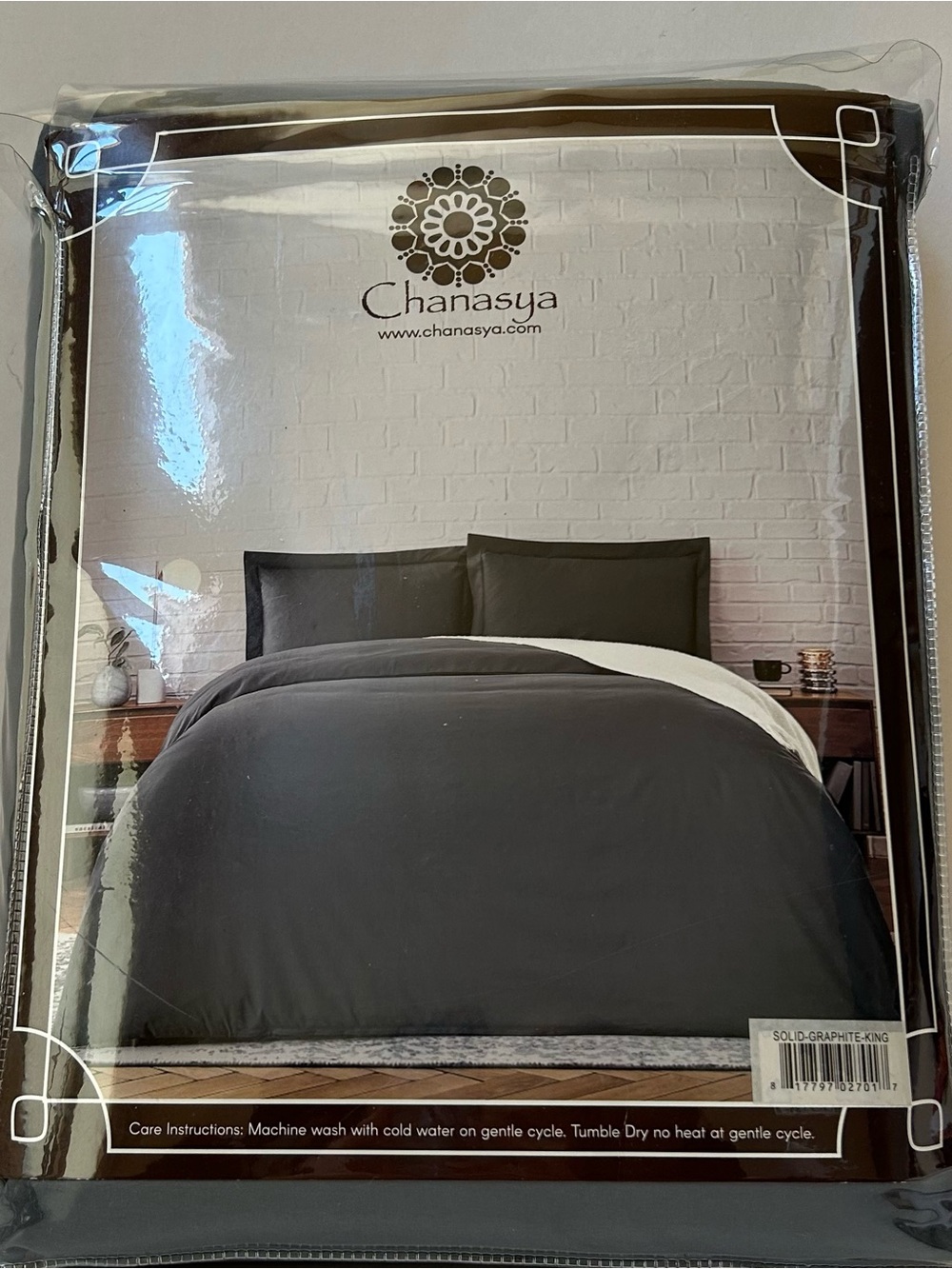 Solid Graphite King Duvet Cover Set - Graphite - Picture 1 of 6